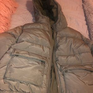 Green winter puff jacket